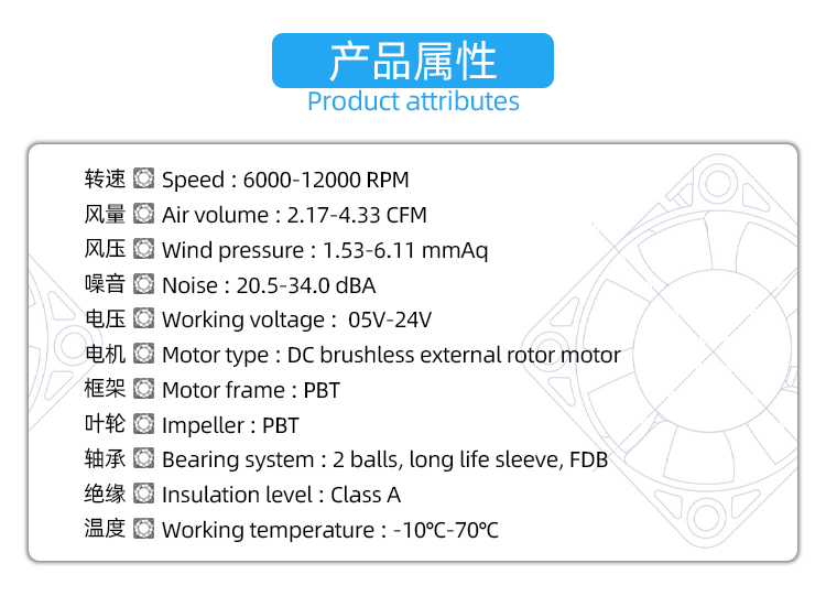 3010直流風(fēng)扇基本參數(shù)